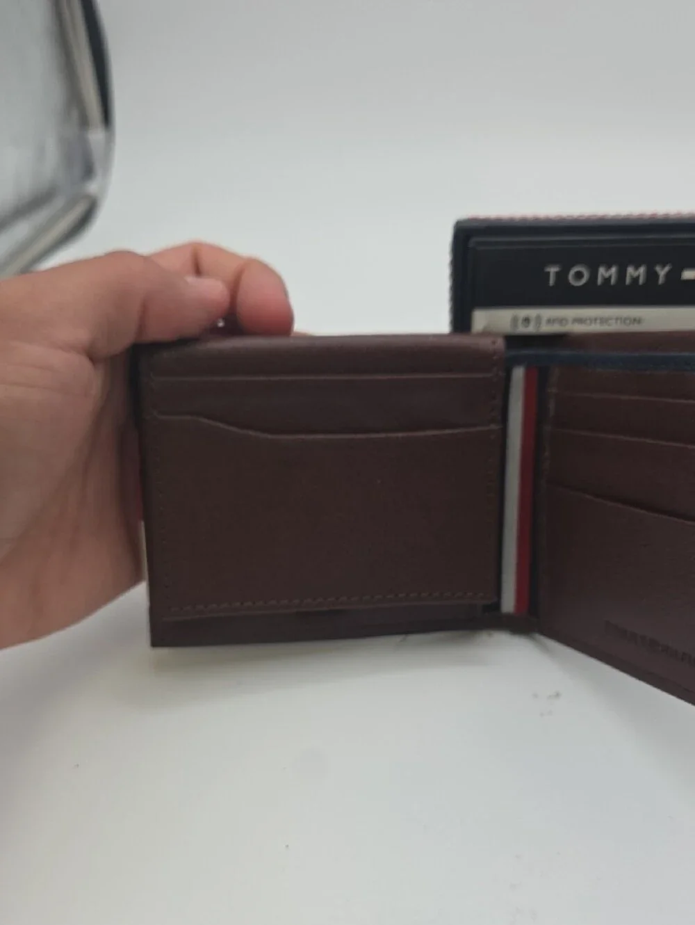 Tommy Hilfiger Brown Leather Card Wallet with RFID Protection